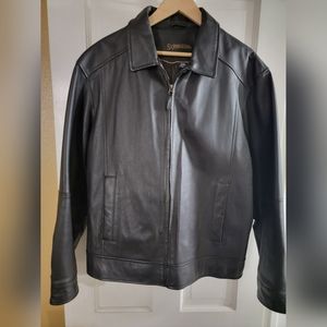 【雰囲気系】ST.JOHN'S BAY Leather Jacket 80s Vintage St. Johns Bay Men's Black Leather Bomber Jacket Size
